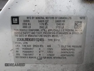 2014 GMC Terrain SLE with VIN 2GKALMEK9E6152469, listed as a IAAI auction lot 42082571 with 172,161 mi miles and . Bid and sale history available at DreamBid. Image 9.