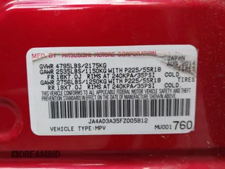 2015 Mitsubishi Outlander SE with VIN JA4AD3A35FZ005812, listed as a IAAI auction lot 42302752 with 165,483 mi miles and . Bid and sale history available at DreamBid. Image 9.