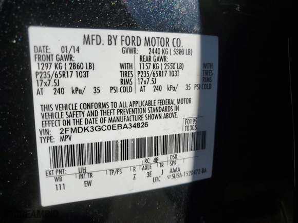 2014 Ford Edge SE with VIN 2FMDK3GC0EBA34826, listed as a Copart auction lot 48632705 with 217,595 mi miles and Clean Title. Bid and sale history available at carsss.com. Image 13.