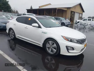 2015 Kia Optima Hybrid EX with VIN KNAGN4AD1F5084637, listed as a IAAI auction lot 41777715 with 1 mi miles. Bid and sale history available at carsss.com. Image 1.