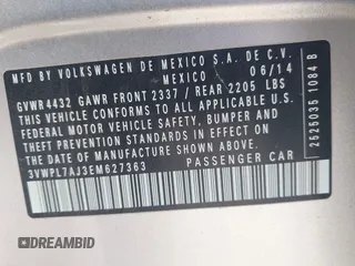 2014 Volkswagen Jetta TDI w/Sunroof z VIN 3VWPL7AJ3EM627363, wystawiony jako IAAI lot #42122688 z przebiegiem 95 379 mil mil oraz . Historia ofert i sprzedaży dostępna na DreamBid. Obrazek 9.