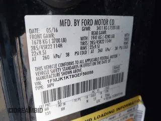2016 Ford Expedition Max Limited с VIN 1FMJK1KT8GEF56058, выставлен на аукционе IAAI как лот 42095447 с пробегом 104 461 миль миль и . История ставок и продаж доступна на DreamBid. Изображение 9.