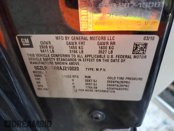 2010 Saturn Outlook z VIN 5GZLRWED8AJ210020, wystawiony jako Copart lot #88990795 z przebiegiem 173 128 mil mil oraz Szkoda całkowita • Salvage title. Historia ofert i sprzedaży dostępna na DreamBid. Obrazek 13.