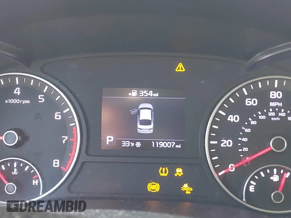 2019 Kia Optima LX with VIN 5XXGT4L33KG339985, listed as a IAAI auction lot 41218499 with 119,007 mi miles. Bid and sale history available at carsss.com. Image 15.