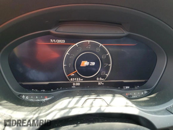 2018 Audi S3 Premium Plus with VIN WAUB1GFF8J1016174, listed as a Copart auction lot 58831683 with 63,122 mi miles. Bid and sale history available at carsss.com. Image 9.