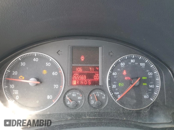 2006 Volkswagen Jetta 2.5L with VIN 3VWRF71K76M779141, listed as a Copart auction lot 48777305 with 265,569 mi miles and Salvage title. Bid and sale history available at DreamBid. Image 9.