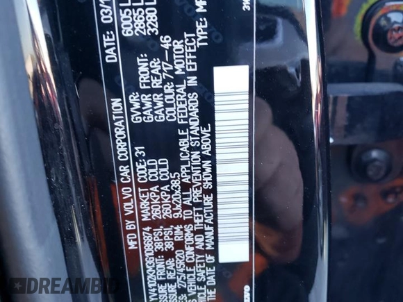 2016 Volvo XC90 R-Design with VIN YV4102KM3G1086874, listed as a Copart auction lot 41104173 with 64,161 mi miles and . Bid and sale history available at DreamBid. Image 13.