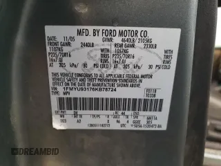 2006 Ford Escape XLT with VIN 1FMYU93176KB78724, listed as a Copart auction lot 52133775 with 160,977 mi miles and Salvage Title. Bid and sale history available at carsss.com. Image 15.