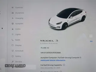 2018 Tesla Model 3 Long Range Battery z VIN 5YJ3E1EA1JF053895, wystawiony jako IAAI lot #42182178 z przebiegiem 75 356 mil mil oraz . Historia ofert i sprzedaży dostępna na DreamBid. Obrazek 7.