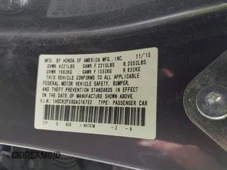 2016 Honda Accord Sport with VIN 1HGCR2F58GA076752, listed as a IAAI auction lot 42506589 with 146,474 mi miles and . Bid and sale history available at DreamBid. Image 9.