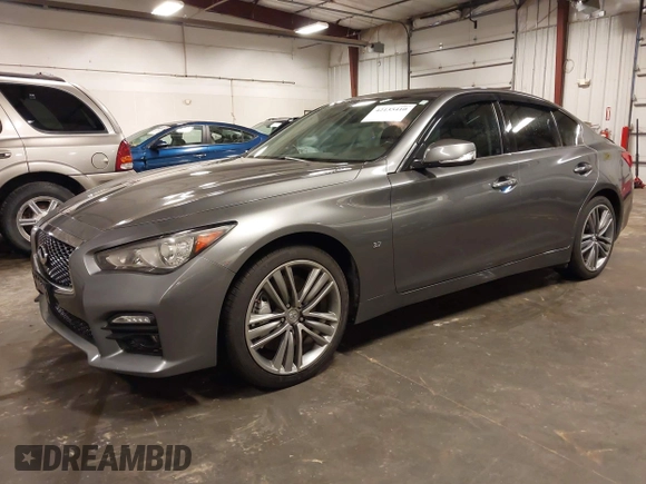 2014 Infiniti Q50 Premium with VIN JN1BV7ARXEM699902, listed as a IAAI auction lot 42135410 with 103,929 mi miles and . Bid and sale history available at DreamBid. Image 18.