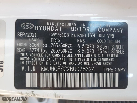 2022 Genesis GV80 with VIN KMUHCESC2NU078324, listed as a Copart auction lot 85782424 with 0 mi miles and Salvage Title. Bid and sale history available at carsss.com. Image 13.