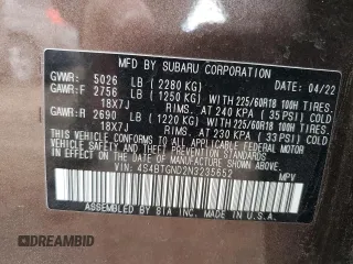 2022 Subaru Outback Limited XT with VIN 4S4BTGND2N3235652, listed as a Copart auction lot 49707475 with 24,278 mi miles and Salvage title. Bid and sale history available at DreamBid. Image 15.