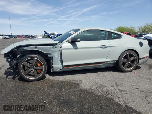 2021 Ford Mustang Mach 1 with VIN 1FA6P8R07M5550673, listed as a Copart auction lot 53577895 with 44,158 mi miles and Salvage title. Bid and sale history available at DreamBid. Image 1.