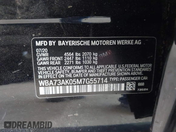 2021 BMW 2 Series 228i xDrive z VIN WBA73AK05M7G55714, wystawiony jako IAAI lot #42096309 z przebiegiem 62 320 mil mil oraz . Historia ofert i sprzedaży dostępna na DreamBid. Obrazek 9.