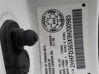 2009 Acura CSX z VIN 2HHFD565X9H200985, wystawiony jako Copart lot #56405595 z przebiegiem 181 948 mil mil oraz Szkoda całkowita • Salvage title. Historia ofert i sprzedaży dostępna na DreamBid. Obrazek 12.