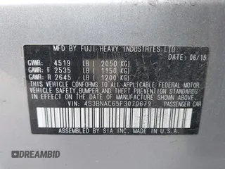 2015 Subaru Legacy Premium с VIN 4S3BNAC65F3070679, выставлен на аукционе IAAI как лот 42367904 с пробегом 235 739 миль миль и . История ставок и продаж доступна на DreamBid. Изображение 9.