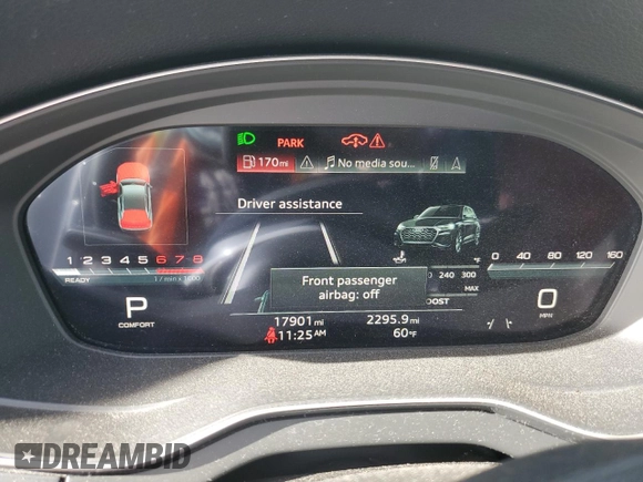 2023 Audi SQ5 Sportback Premium Plus z VIN WA124AFY3P2032515, wystawiony jako Copart lot #84814574 z przebiegiem 17 901 mil mil oraz Szkoda całkowita • Salvage title. Historia ofert i sprzedaży dostępna na DreamBid. Obrazek 9.