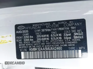 2021 Hyundai Kona SE с VIN KM8K12AA5MU642460, выставлен на аукционе IAAI как лот 42173824 с пробегом 116 520 миль миль и . История ставок и продаж доступна на DreamBid. Изображение 9.