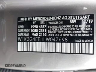 2020 Mercedes-Benz A 220 with VIN W1K3G4EB1LW047698, listed as a IAAI auction lot 41522714 with 37,249 mi miles and . Bid and sale history available at DreamBid. Image 9.