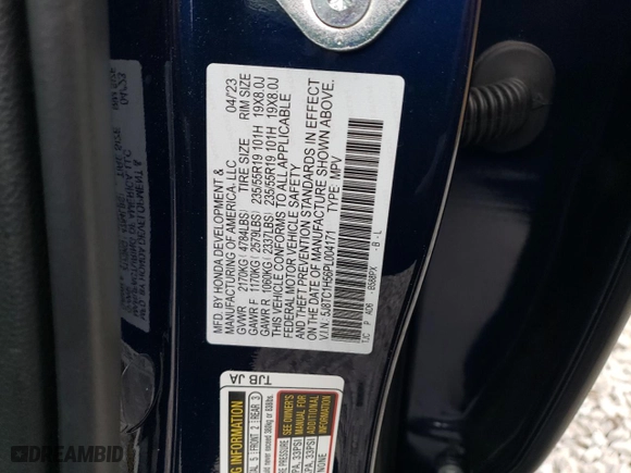 2023 Acura RDX w/Technology Package with VIN 5J8TC1H56PL004171, listed as a Copart auction lot 77411724 with 14,743 mi miles and Salvage Title. Bid and sale history available at carsss.com. Image 13.