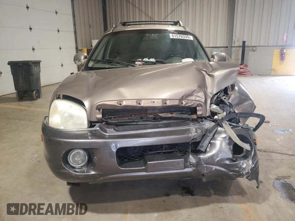 2005 Hyundai Santa Fe GLS with VIN KM8SC73D85U998952, listed as a Copart auction lot 51576335 with 0 mi miles and Salvage Title. Bid and sale history available at carsss.com. Image 5.