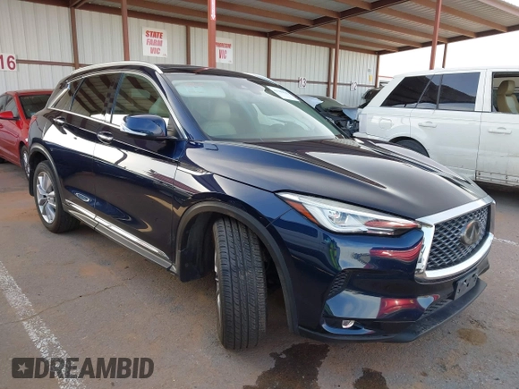 2019 Infiniti QX50 LUXE with VIN 3PCAJ5M19KF145236, listed as a IAAI auction lot 41783512 with 95,206 mi miles. Bid and sale history available at carsss.com. Image 1.