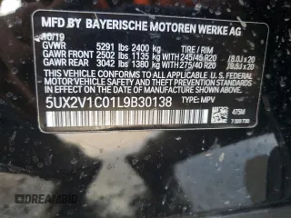 2020 BMW X4 xDrive30i with VIN 5UX2V1C01L9B30138, listed as a Copart auction lot 46612965 with 59,493 mi miles and Salvage Title. Bid and sale history available at carsss.com. Image 14.