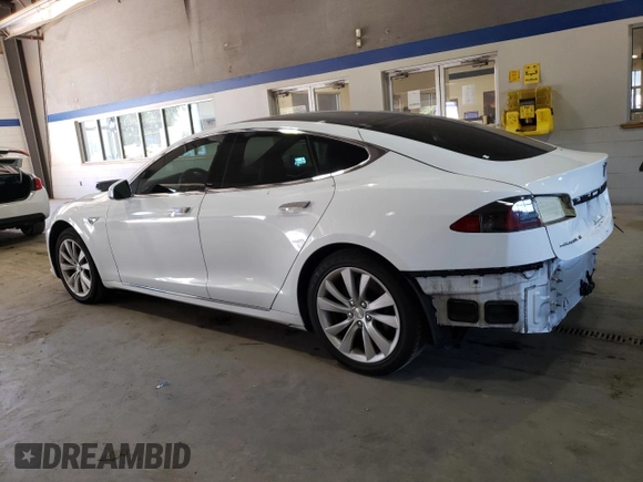 2016 Tesla Model S 90D with VIN 5YJSA1E2XGF160386, listed as a Copart auction lot 49360245 with 153,105 mi miles and Salvage Title. Bid and sale history available at DreamBid. Image 2.
