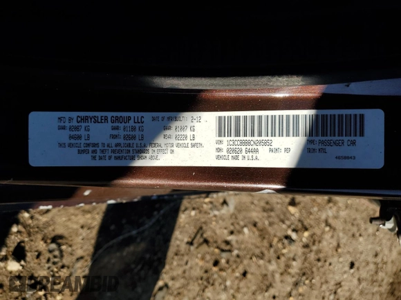 2012 Chrysler 200 Touring with VIN 1C3CCBBB8CN205852, listed as a Copart auction lot 47953065 with 140,202 mi miles and Salvage Title. Bid and sale history available at DreamBid. Image 14.