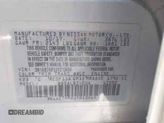 2018 Nissan Sentra SV with VIN 3N1AB7AP2JY213464, listed as a IAAI auction lot 41931871 with 55,065 mi miles. Bid and sale history available at carsss.com. Image 9.