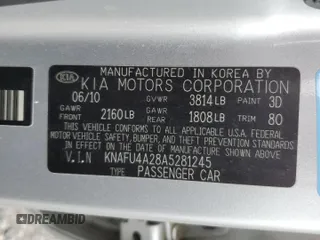 2010 Kia Forte EX with VIN KNAFU4A28A5281245, listed as a Copart auction lot 71229224 with 82,134 mi miles and Salvage Title. Bid and sale history available at carsss.com. Image 12.