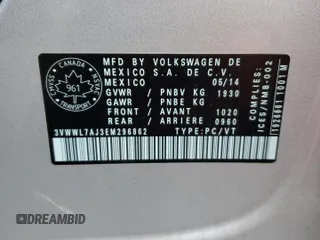 2014 Volkswagen Jetta with VIN 3VWWL7AJ3EM296862, listed as a Copart auction lot 50172305 with 278,199 mi miles and Salvage title. Bid and sale history available at DreamBid. Image 12.
