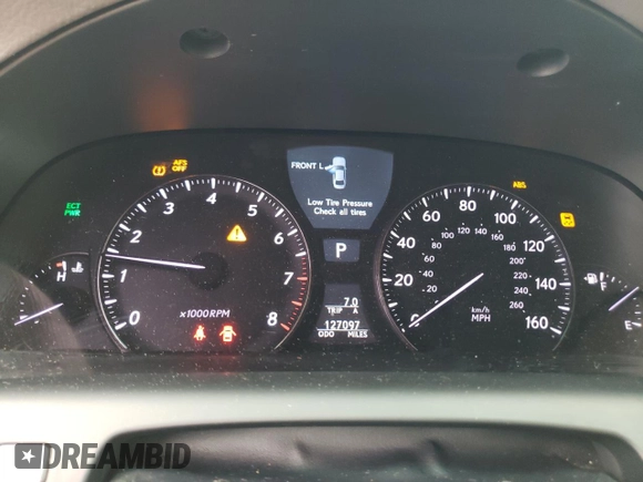 2010 Lexus LS 460 with VIN JTHCL5EF7A5008324, listed as a Copart auction lot 53737905 with 127,097 mi miles and Salvage title. Bid and sale history available at DreamBid. Image 9.