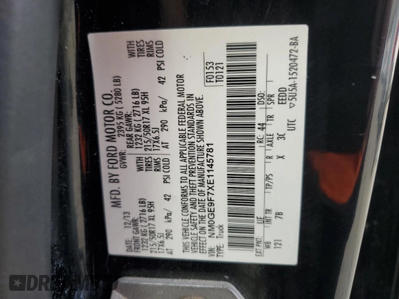2014 Ford Transit Connect XLT z VIN NM0GE9F7XE1145781, wystawiony jako Copart lot #50659095 z przebiegiem 146 848 mil mil oraz Szkoda całkowita • Salvage title. Historia ofert i sprzedaży dostępna na DreamBid. Obrazek 13.