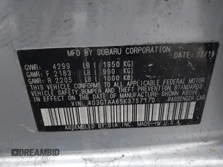2019 Subaru Impreza with VIN 4S3GTAA65K3757170, listed as a IAAI auction lot 41976773 with 100,056 mi miles and . Bid and sale history available at DreamBid. Image 9.