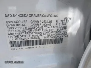 2018 Acura ILX with VIN 19UDE2F3XJA009432, listed as a IAAI auction lot 42520518 with 63,368 mi miles and . Bid and sale history available at DreamBid. Image 9.