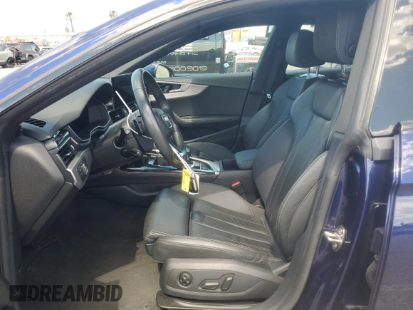 2021 Audi A5 Sportback S line Premium Plus with VIN WAUFACF58MA043669, listed as a Copart auction lot 47043744 with 37,135 mi miles and . Bid and sale history available at DreamBid. Image 7.