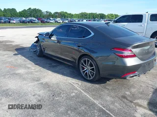 2025 Genesis G70 2.5T with VIN KMTG34SC7SU156246, listed as a IAAI auction lot 42788575 with 7,842 mi miles and . Bid and sale history available at DreamBid. Image 3.