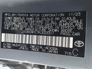 2024 Toyota Corolla Hybrid LE with VIN JTDBCMFE7RJ023311, listed as a IAAI auction lot 42051893 with 18,607 mi miles. Bid and sale history available at carsss.com. Image 9.