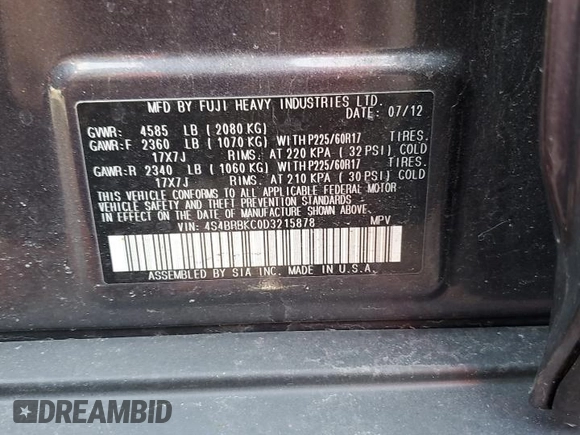 2013 Subaru Outback 2.5i Limited with VIN 4S4BRBKC0D3215878, listed as a Copart auction lot 46162085 with 126,738 mi miles and Salvage Title. Bid and sale history available at carsss.com. Image 14.