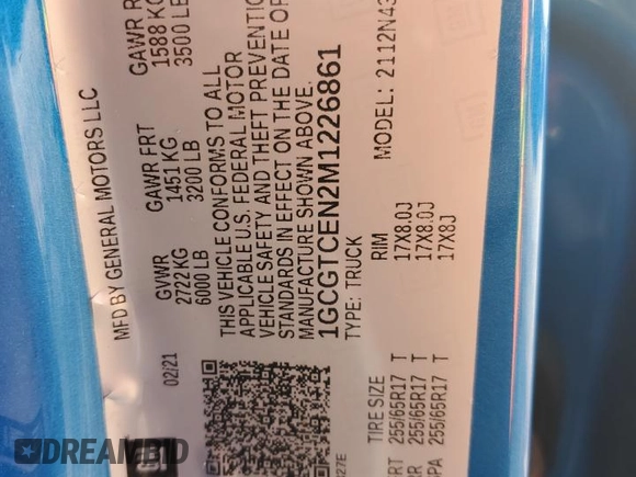 2021 Chevrolet Colorado 4WD LT z VIN 1GCGTCEN2M1226861, wystawiony jako Copart lot #52482505 z przebiegiem 65 861 mil mil oraz Szkoda całkowita • Salvage title. Historia ofert i sprzedaży dostępna na DreamBid. Obrazek 14.