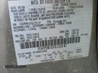 2007 Ford Five Hundred Limited with VIN 1FAFP281X7G123147, listed as a Copart auction lot 71552474 with 184,409 mi miles and Clean Title. Bid and sale history available at carsss.com. Image 15.