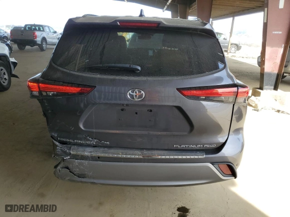 2022 Toyota Highlander Platinum with VIN 5TDFZRBH4NS190039, listed as a Copart auction lot 46864285 with 42,837 mi miles and Salvage Title. Bid and sale history available at carsss.com. Image 6.