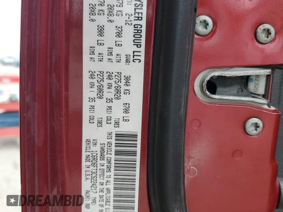 2012 Ram 1500 Express with VIN 1C6RD6FT3CS224217, listed as a Copart auction lot 44446595 with 143,565 mi miles and Salvage title. Bid and sale history available at DreamBid. Image 12.