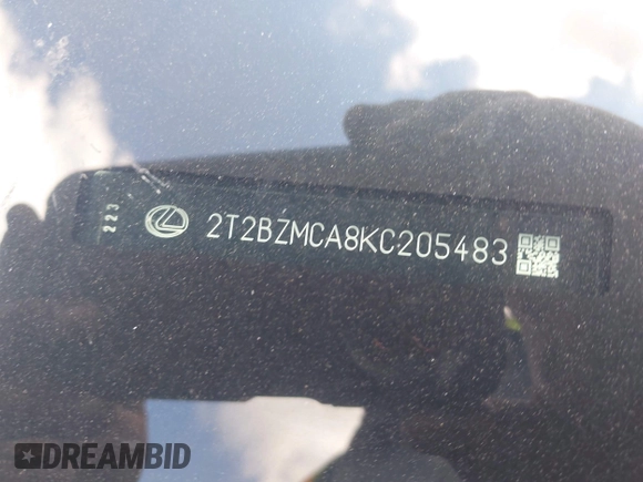 2019 Lexus RX 350 with VIN 2T2BZMCA8KC205483, listed as a IAAI auction lot 42693565 with 36,852 mi miles and . Bid and sale history available at DreamBid. Image 17.