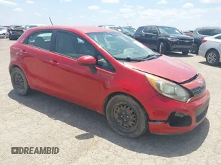2012 Kia Rio LX with VIN KNADM5A35C6058809, listed as a IAAI auction lot 42052025 with 124,266 mi miles. Bid and sale history available at carsss.com. Image 1.