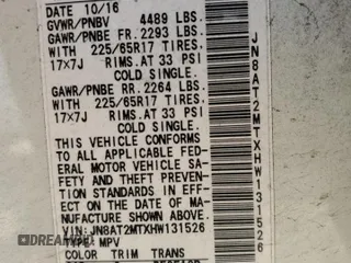 2017 Nissan Rogue SV z VIN JN8AT2MTXHW131526, wystawiony jako Copart lot #52114375 z przebiegiem 132 810 mil mil oraz Czysty tytuł • Clean title. Historia ofert i sprzedaży dostępna na DreamBid. Obrazek 13.