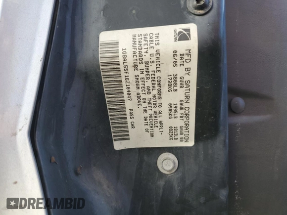 2006 Saturn ION z VIN 1G8AL55F16Z104047, wystawiony jako Copart lot #66109684 z przebiegiem 188 696 mil mil oraz Szkoda całkowita • Salvage title. Historia ofert i sprzedaży dostępna na DreamBid. Obrazek 12.