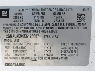 2014 Chevrolet Equinox LS with VIN 2GNALAEK6E6126607, listed as a IAAI auction lot 41992076 with 123,152 mi miles. Bid and sale history available at carsss.com. Image 9.